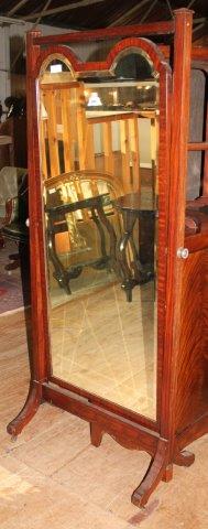 Edwardian mahogany cheval mirror(-)